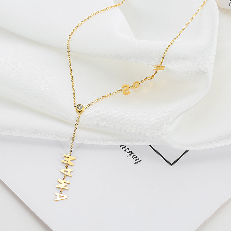 MAMA Tassel Stainless Steel Y Necklace N3974