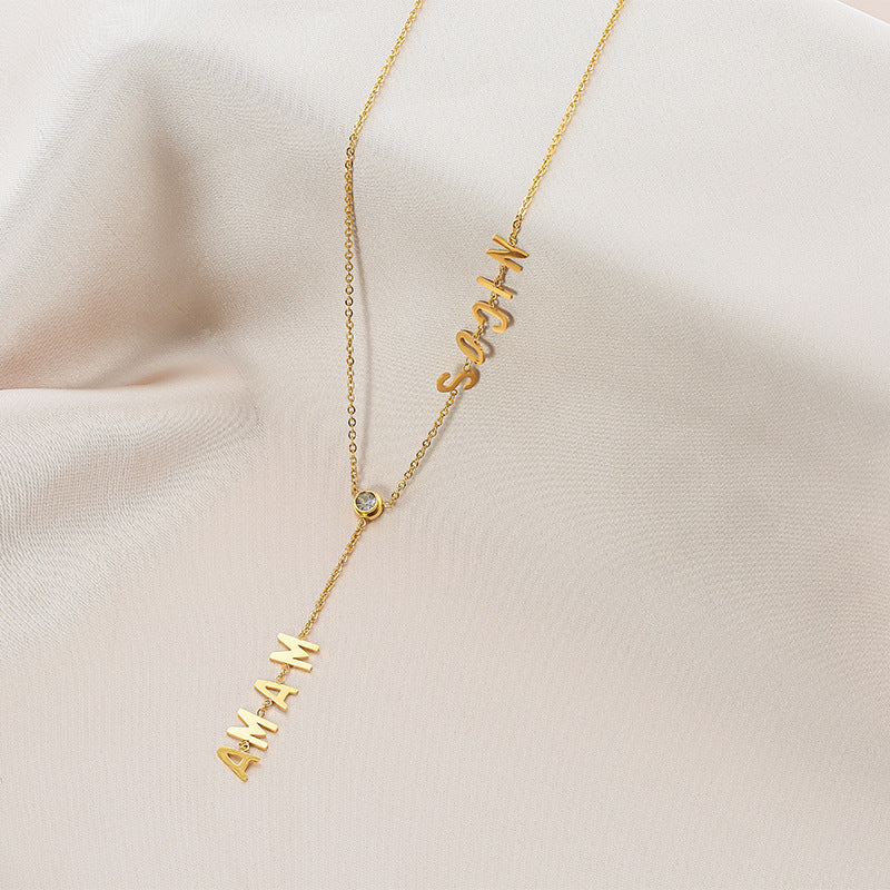 MAMA Tassel Stainless Steel Y Necklace N3974