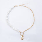 S Pendant Pearl Chain Necklace N3981
