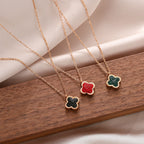 Clover Rhinestone Stainless Steel Necklace N4033
