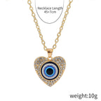 Evil Eye Heart Rhinestone Necklace N4058