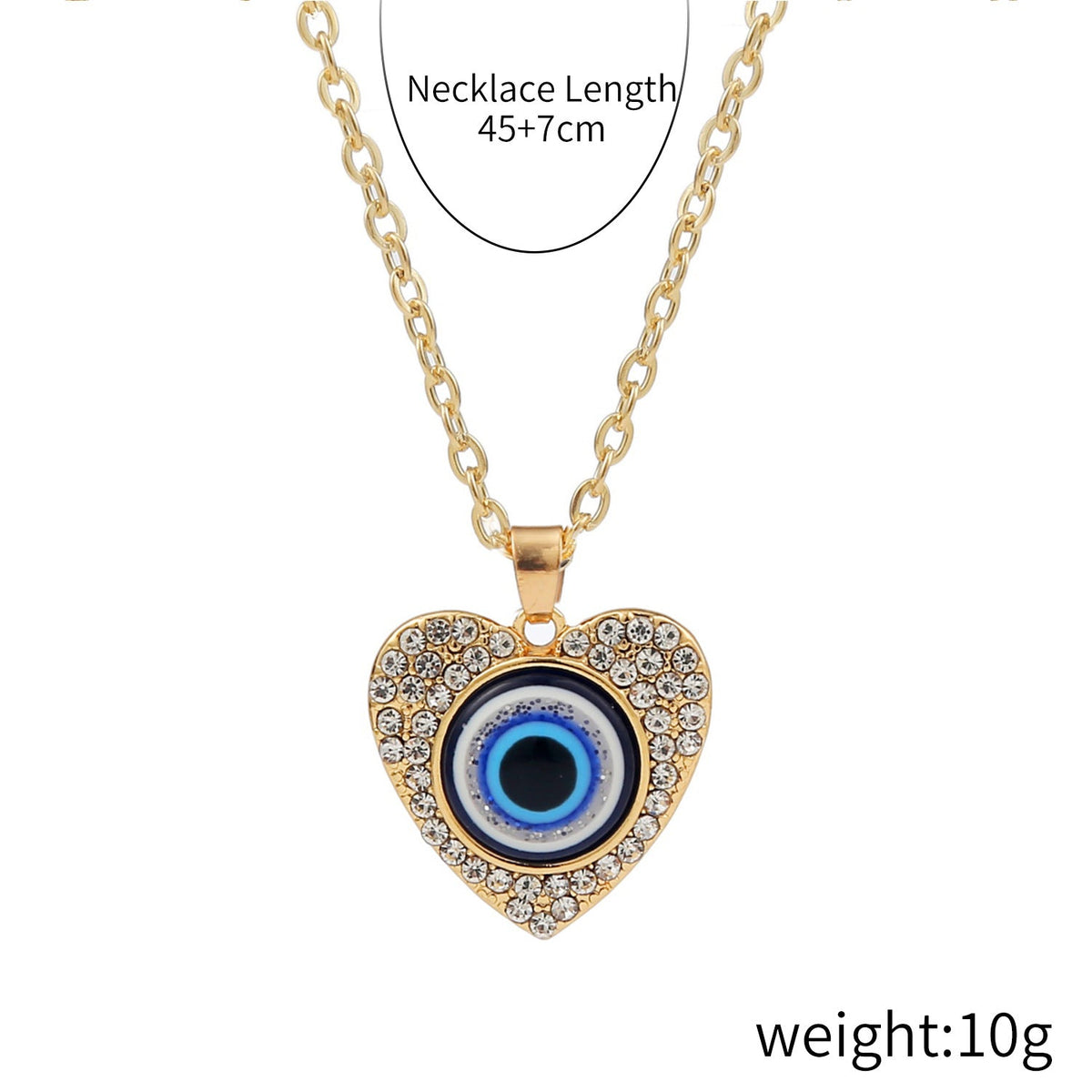 Evil Eye Heart Rhinestone Necklace N4058