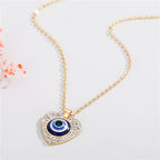 Evil Eye Heart Rhinestone Necklace N4058