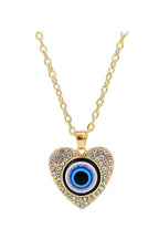 Evil Eye Heart Rhinestone Necklace N4058