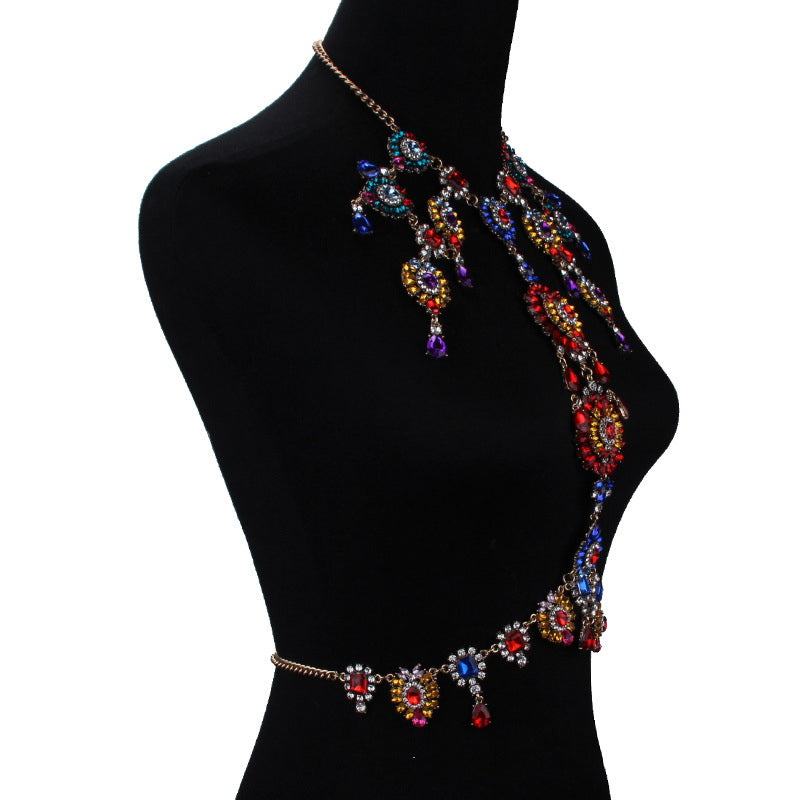Floral Rhinestone Body Chain N4059