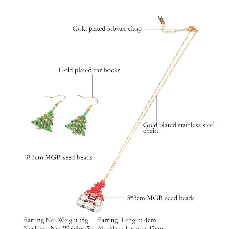 Santa Claus Seed Bead Necklace N4080 – view 2
