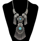 Clover Turquoise Tassel Necklace N4091