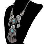 Clover Turquoise Tassel Necklace N4091