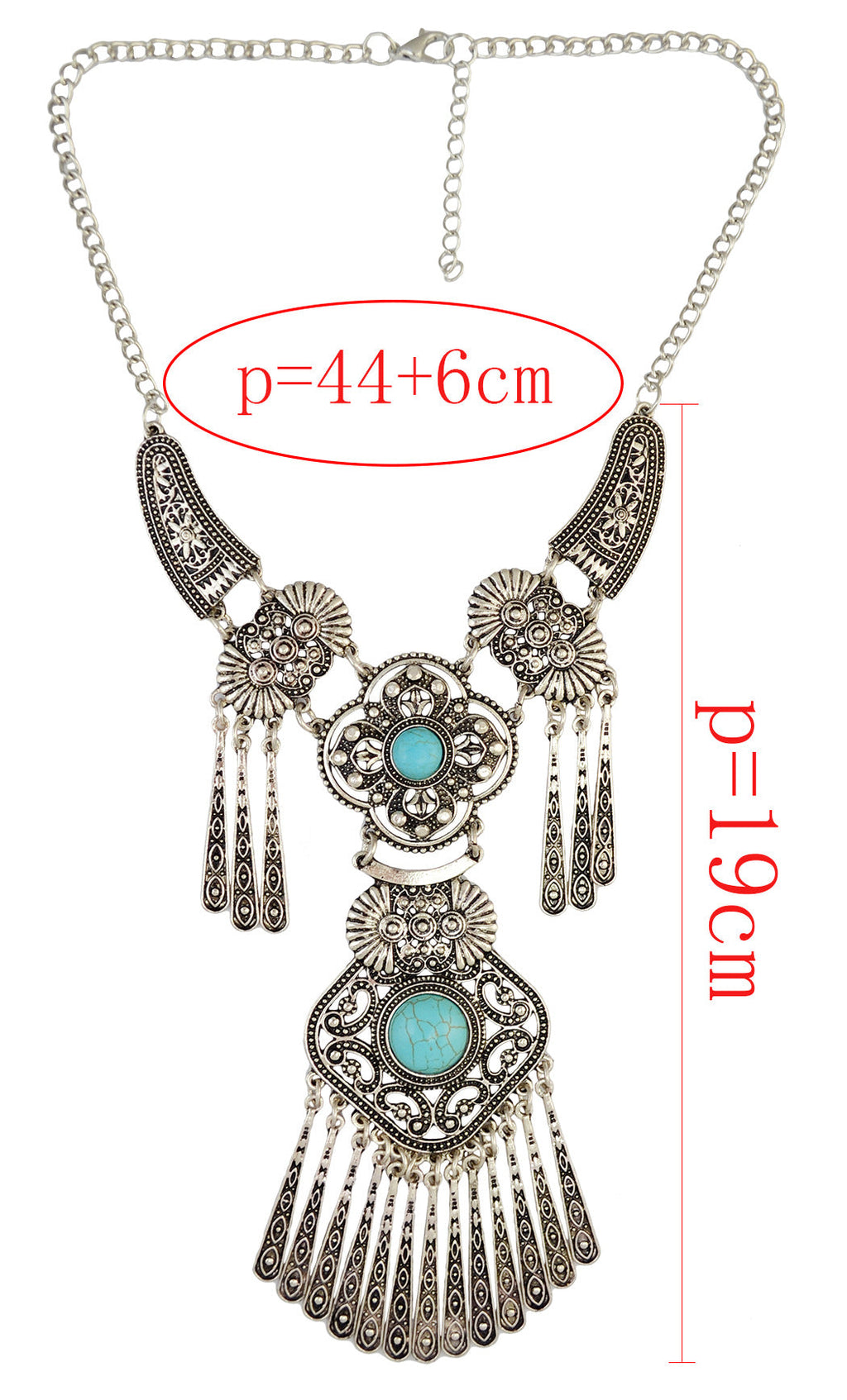 Clover Turquoise Tassel Necklace N4091