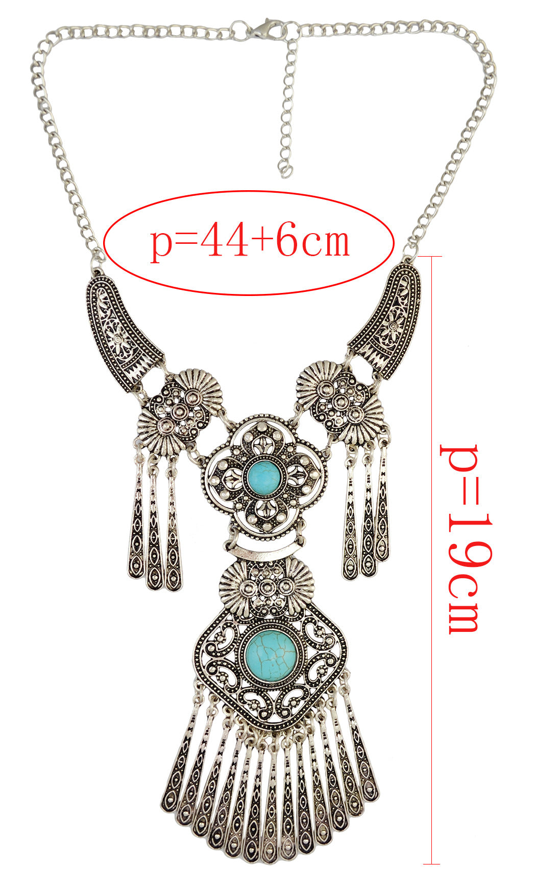 Clover Turquoise Tassel Necklace N4091