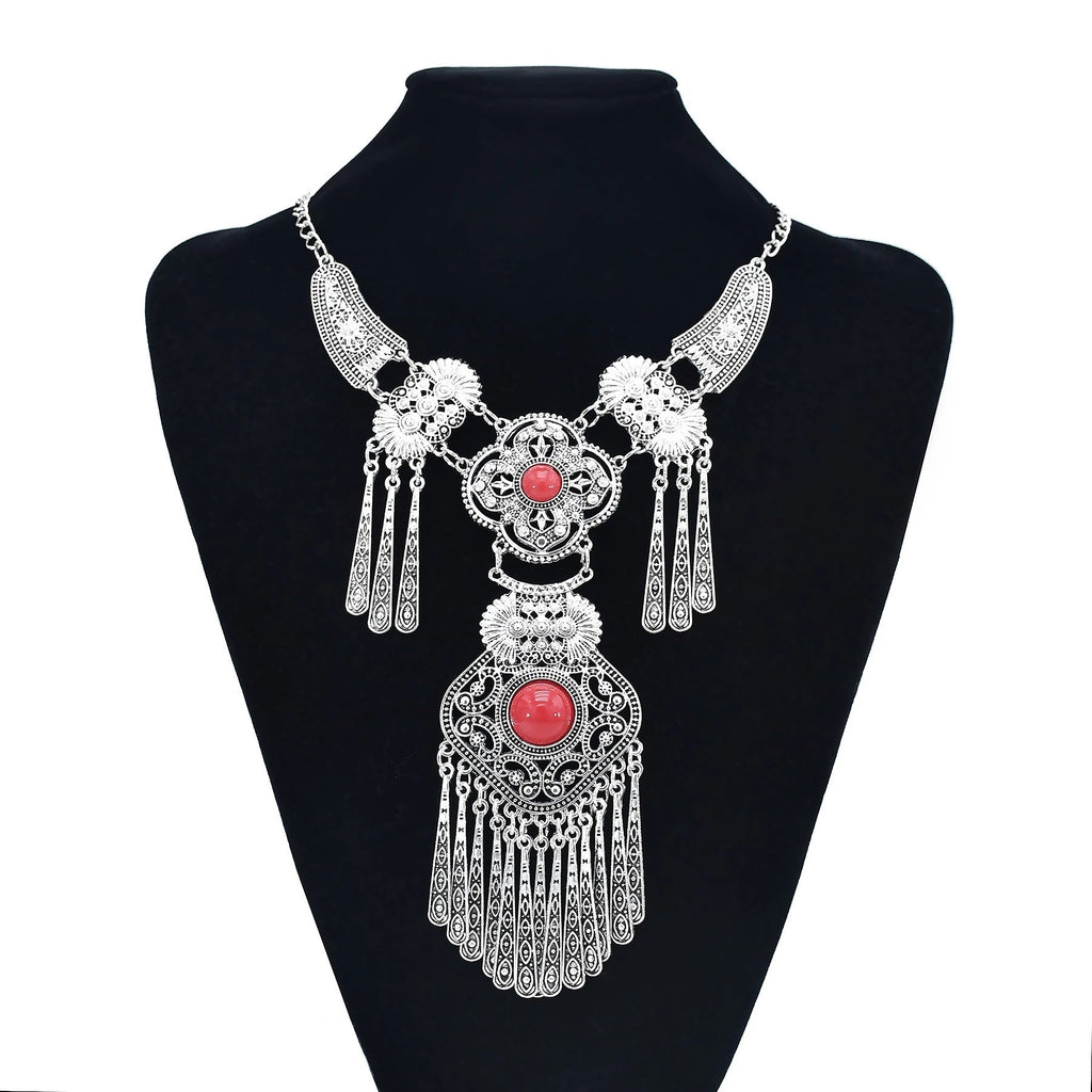 Clover Turquoise Tassel Necklace N4091