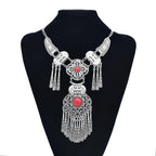 Clover Turquoise Tassel Necklace N4091