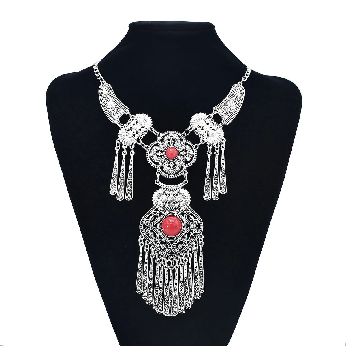 Clover Turquoise Tassel Necklace N4091