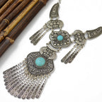 Clover Turquoise Tassel Necklace N4091