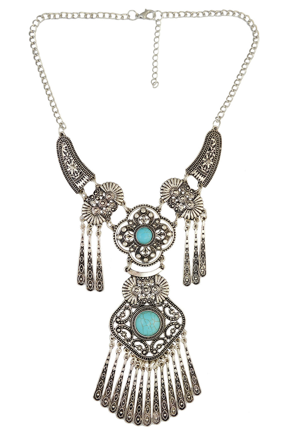 Clover Turquoise Tassel Necklace N4091