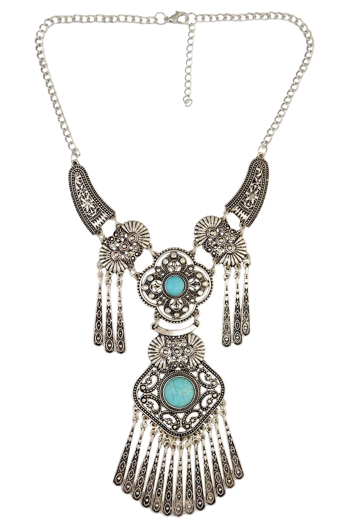 Clover Turquoise Tassel Necklace N4091