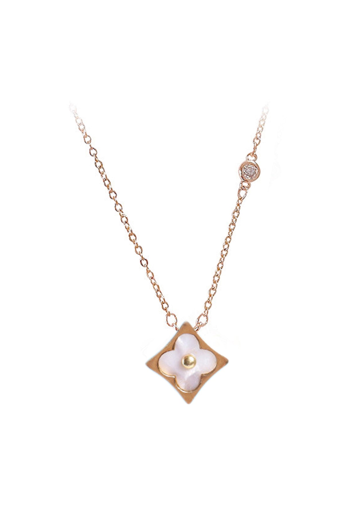 Clover Square Stainless Steel Necklace N4156