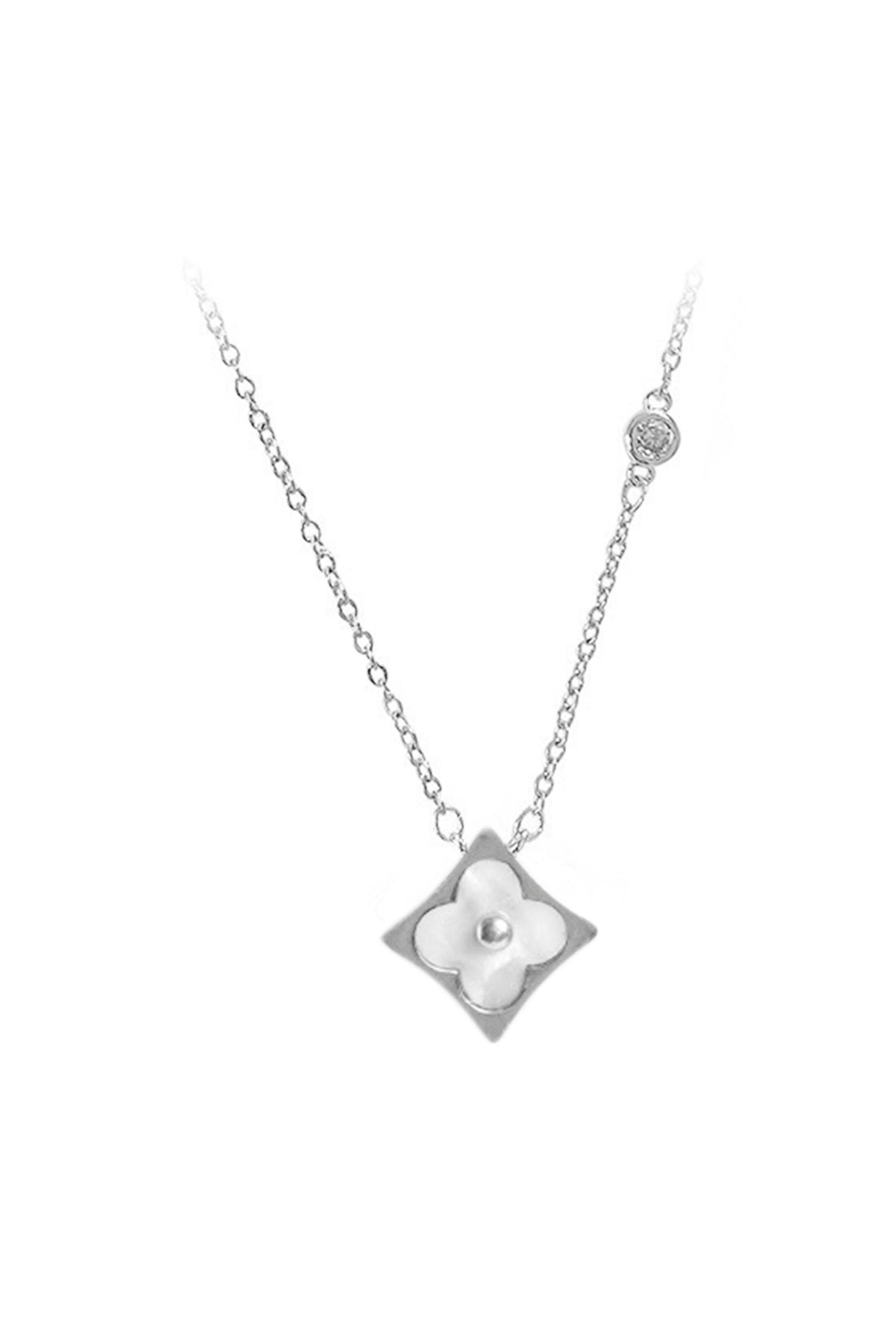 Clover Square Stainless Steel Necklace N4156