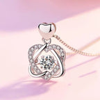 Smart Heart Rhinestone Silver Chain Necklace N4192