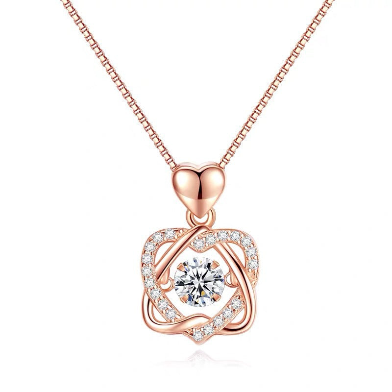 Smart Heart Rhinestone Silver Chain Necklace N4192