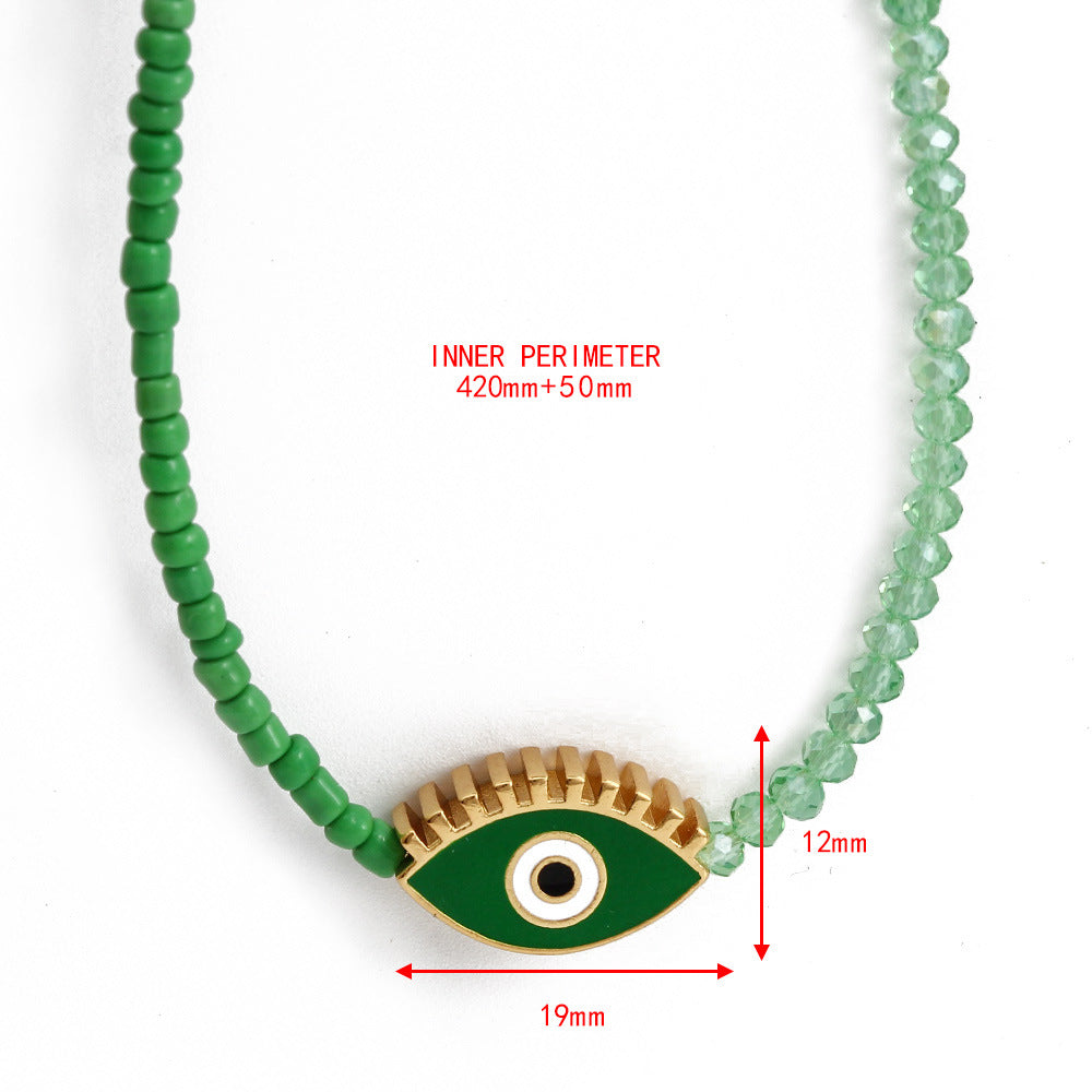 Evil Eye Crystal Seed Bead Necklace N4214