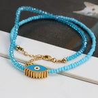 Evil Eye Crystal Seed Bead Necklace N4214