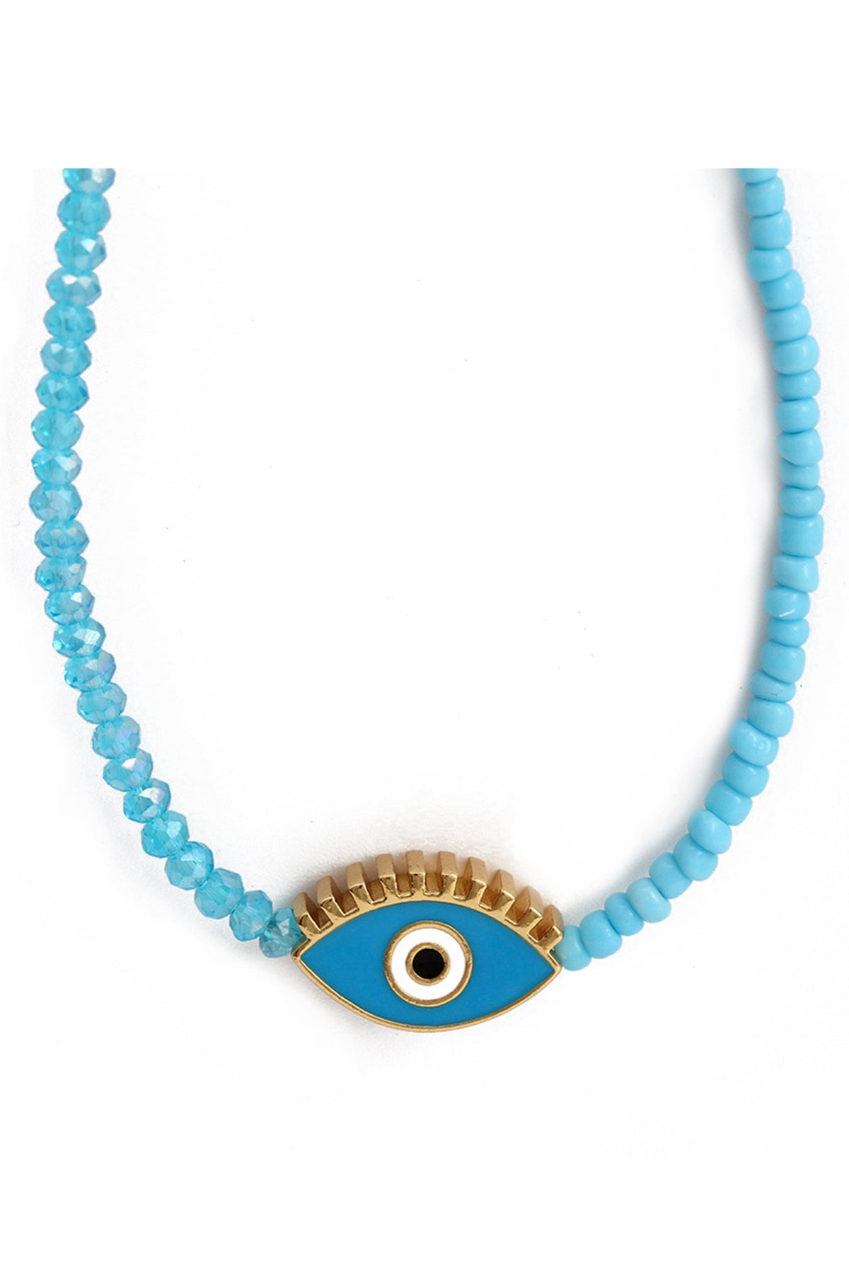 Evil Eye Crystal Seed Bead Necklace N4214
