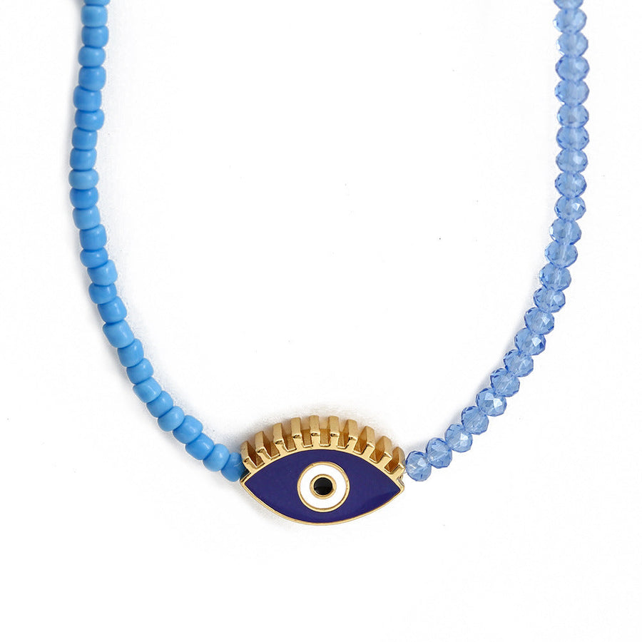 Evil Eye Crystal Seed Bead Necklace N4214