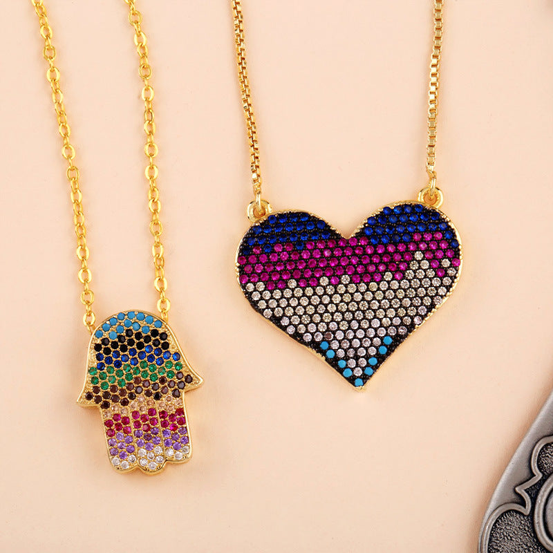 Heart Zircon Chain Necklace N4220