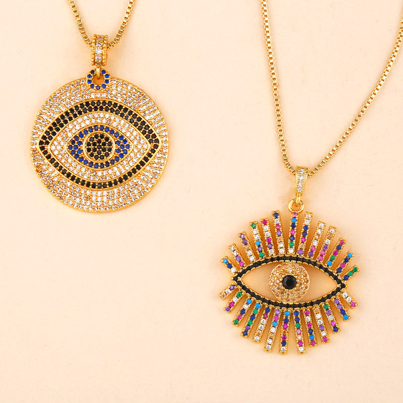 Evil Eye Zircon Chain Necklace N4222