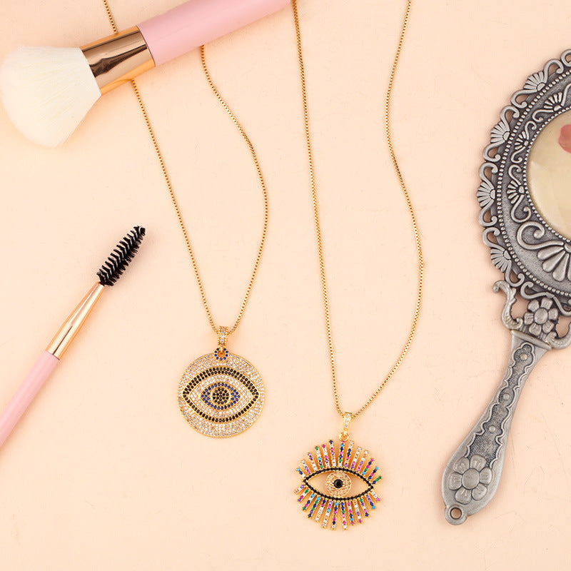 Evil Eye Zircon Chain Necklace N4222