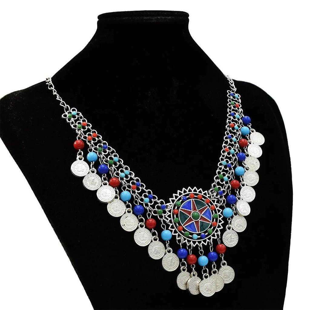 Coins Bead Tassel Necklace N4273