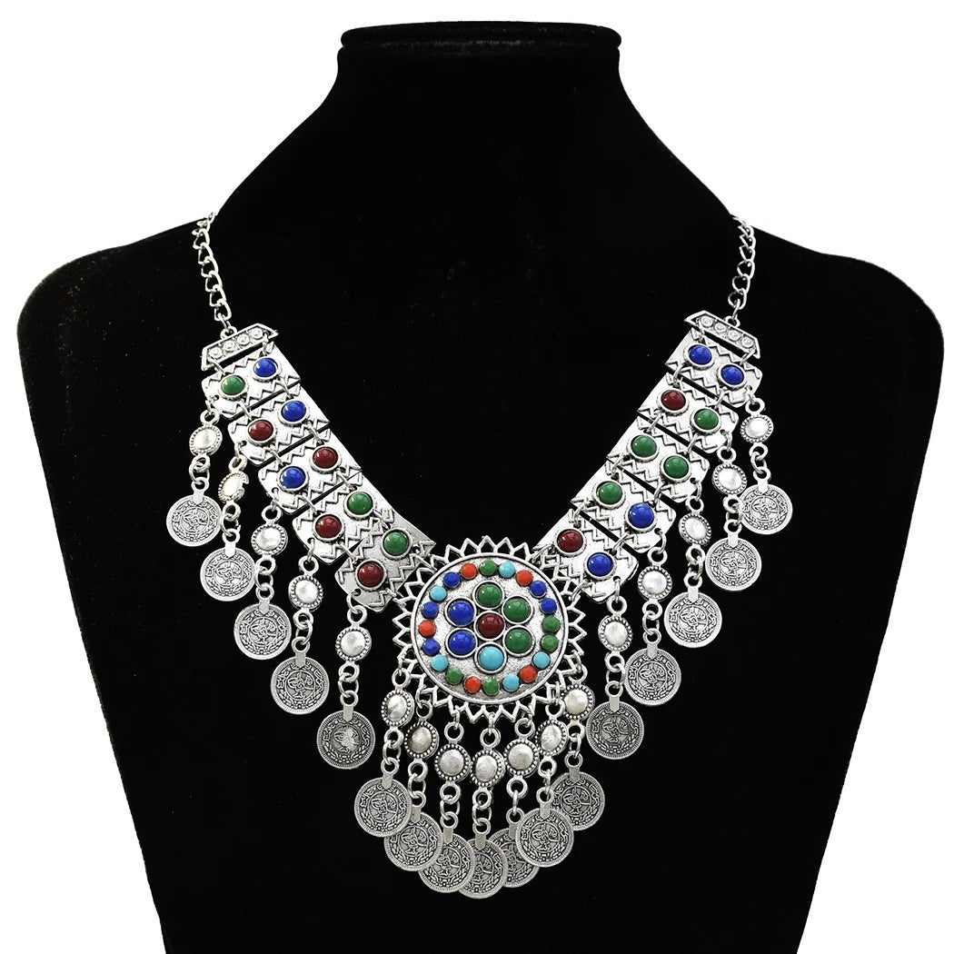 Coins Bead Tassel Necklace N4274
