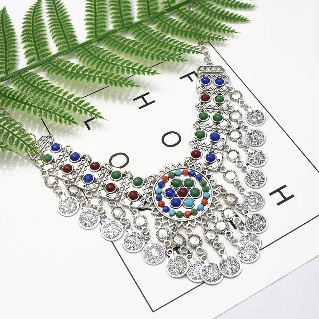 Coins Bead Tassel Necklace N4274