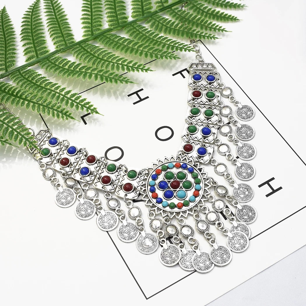 Coins Bead Tassel Necklace N4274