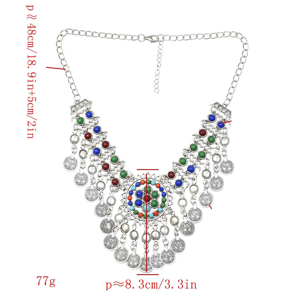 Coins Bead Tassel Necklace N4274