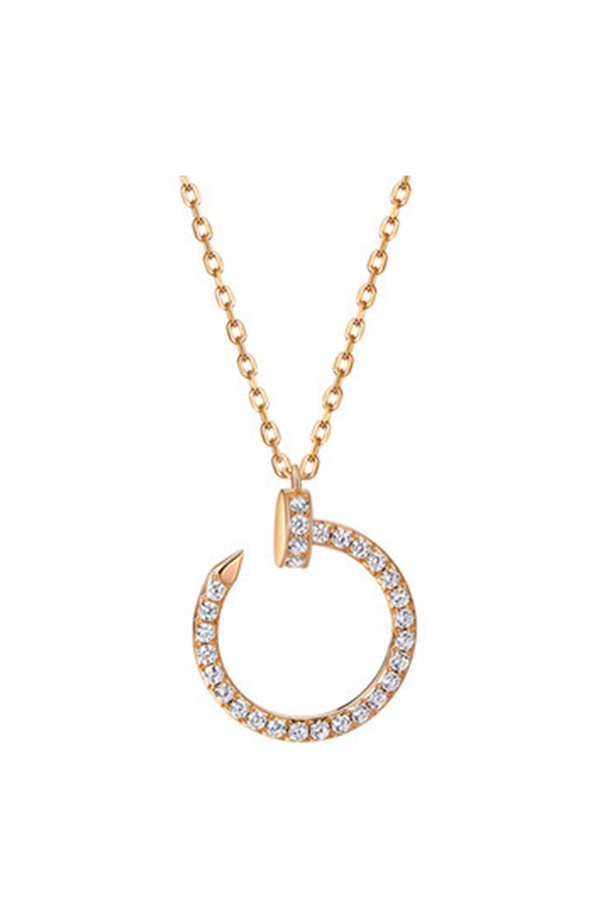 Bent Nail Zircon Necklace N4290