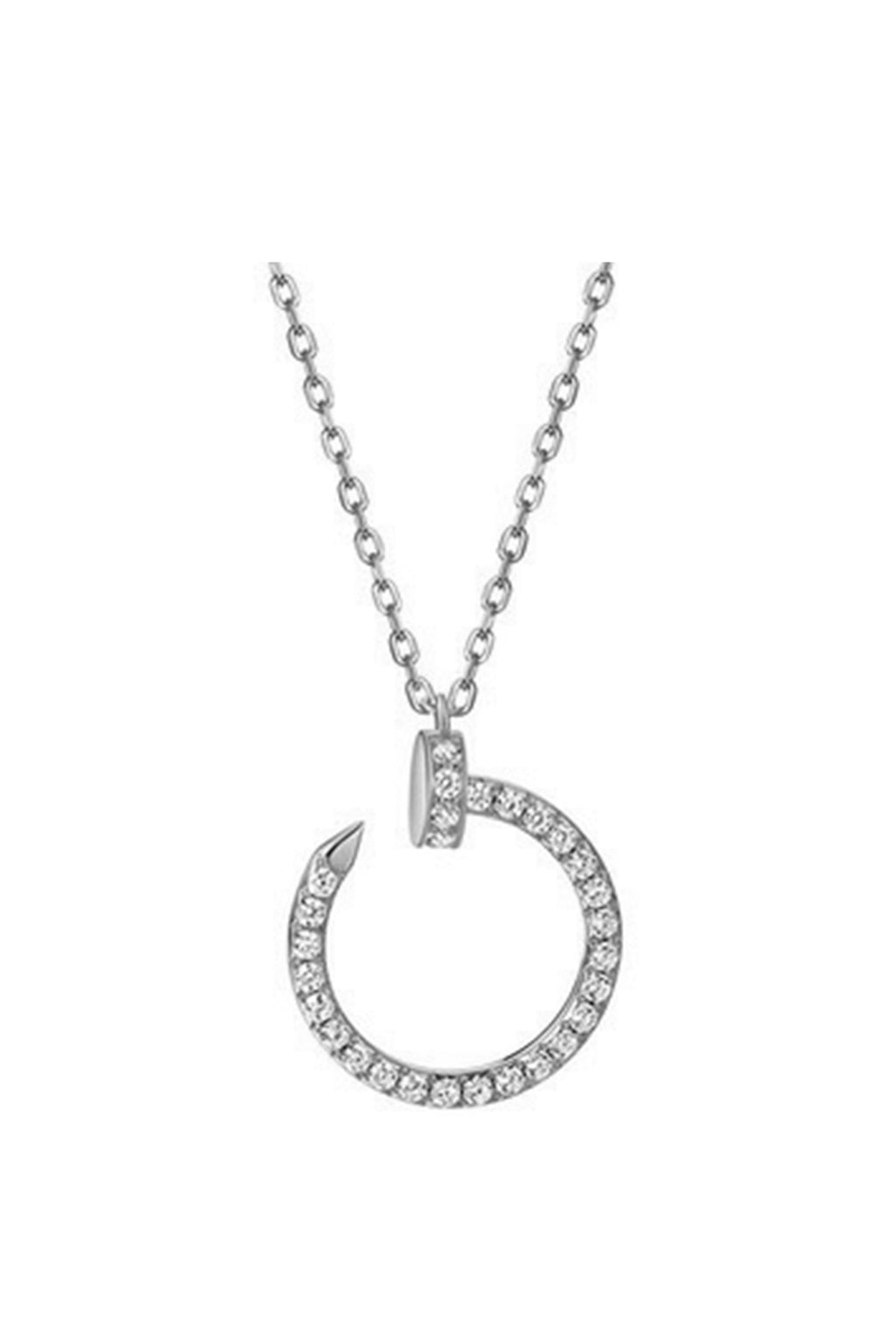 Bent Nail Zircon Necklace N4290