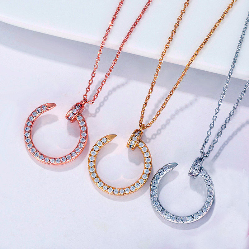 Bent Nail Zircon Necklace N4290