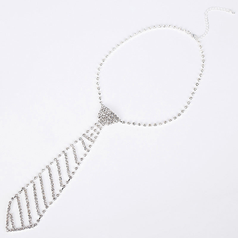 Tie Rhinestone Necklace N4340