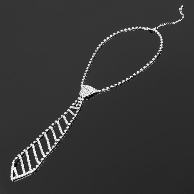 Tie Rhinestone Necklace N4340