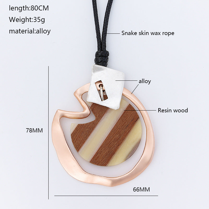 Heart Wooden Pendant Leather Necklace N4358