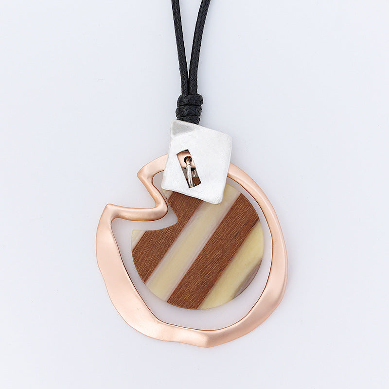 Heart Wooden Pendant Leather Necklace N4358