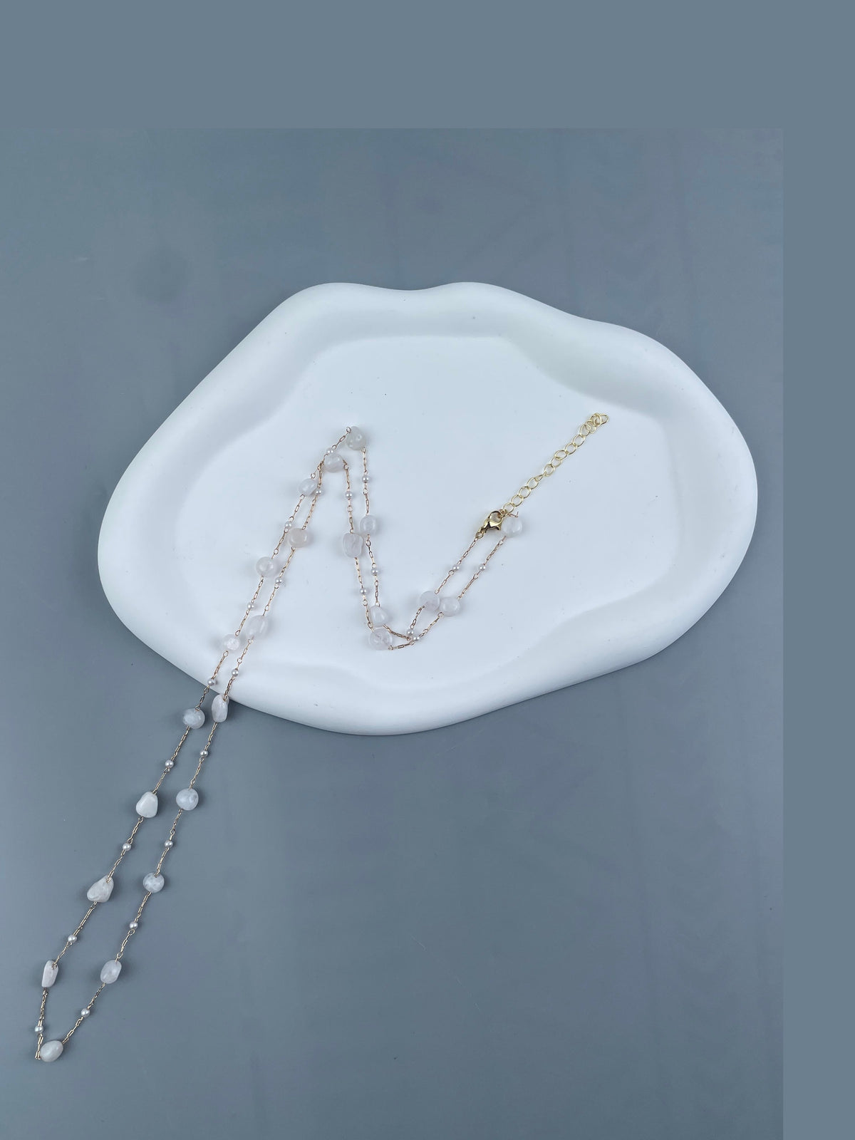Natural Stone Pearl Chain Necklace N4377-78CM-Moonstone