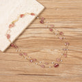 Natural Stone Pearl Chain Necklace N4377-78CM-Strawberry Quartz
