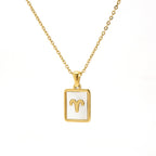 12 Constellations Square Stainless Steel Necklace N4398