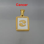 12 Constellations Square Stainless Steel Necklace N4398