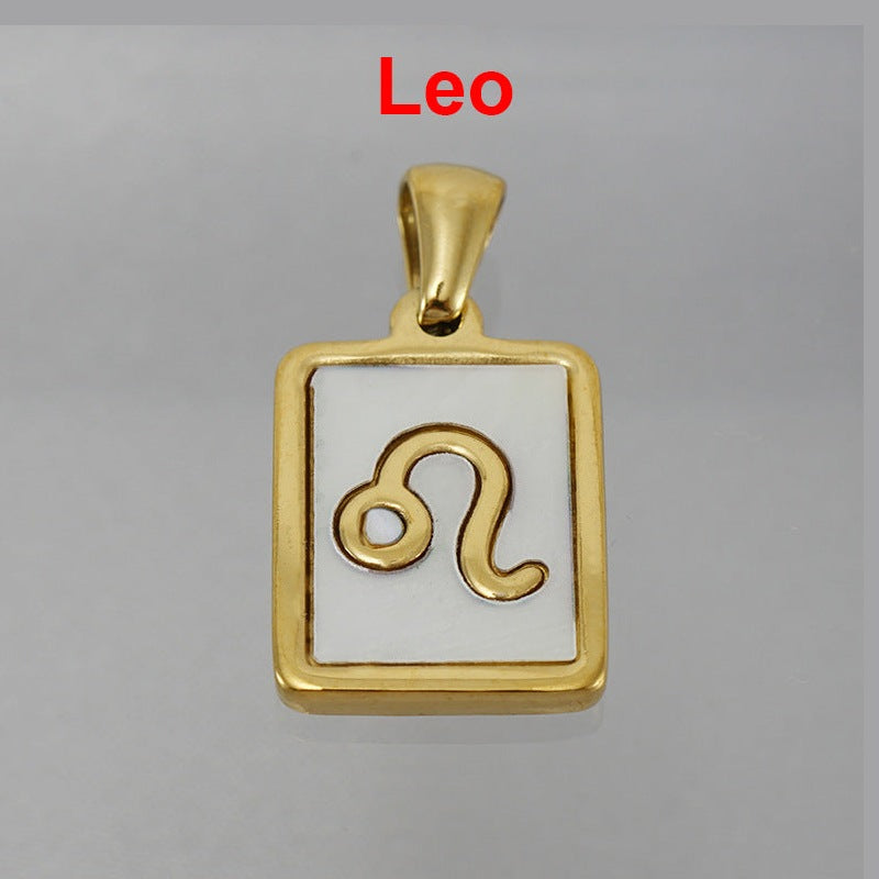 12 Constellations Square Stainless Steel Necklace N4398