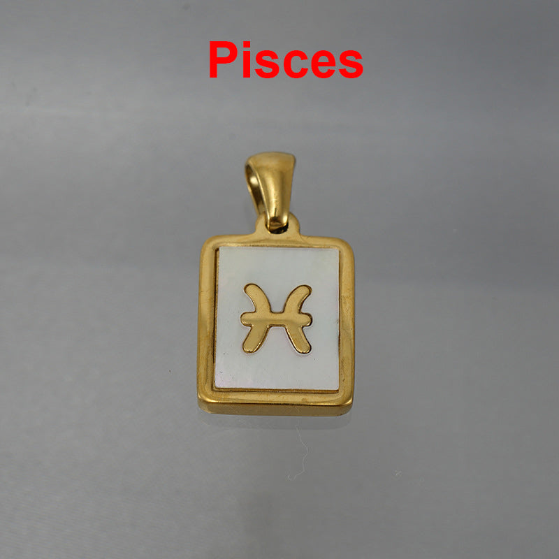 12 Constellations Square Stainless Steel Necklace N4398
