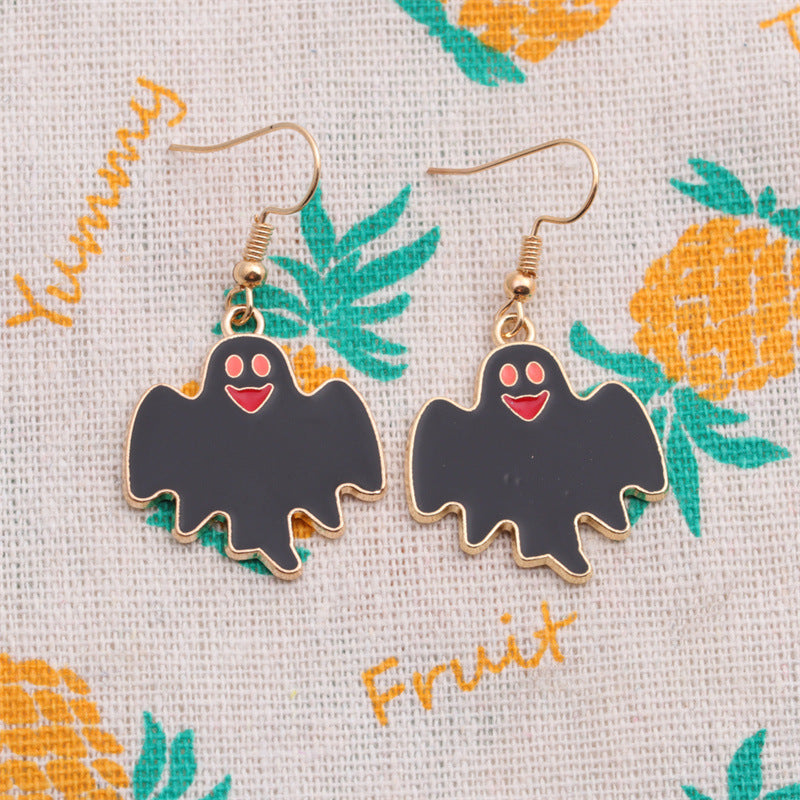 Ghost Pendant Necklace Earrings Set N4420